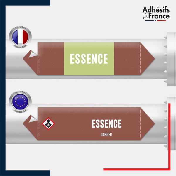Marqueur adhésif Tuyauterie - Inflammable - Essence norme NFX ou CLP
