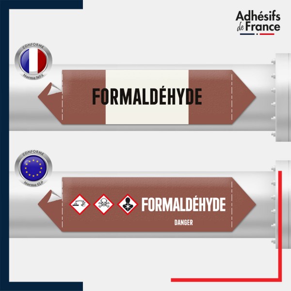 Marqueur adhésif Tuyauterie - Inflammable - Formaldéhyde norme NFX ou CLP