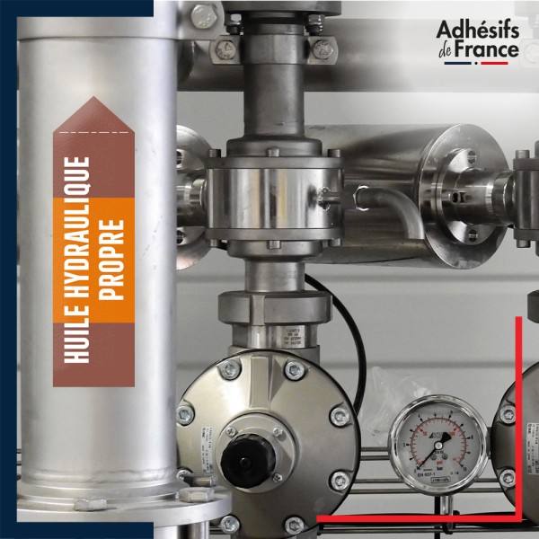 Marquage tuyauterie norme française NFX Inflammable - adhésif laminé colle forte - Huile Hydraulique propre