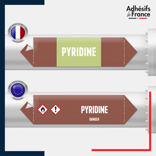 Marqueur adhésif Tuyauterie - Inflammable - Pyridine norme NFX ou CLP
