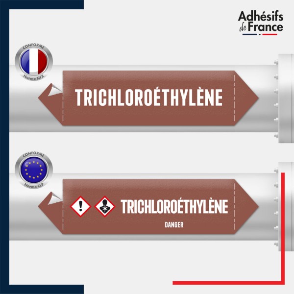 Marqueur adhésif Tuyauterie - Inflammable - Trichloréthylène norme NFX ou CLP