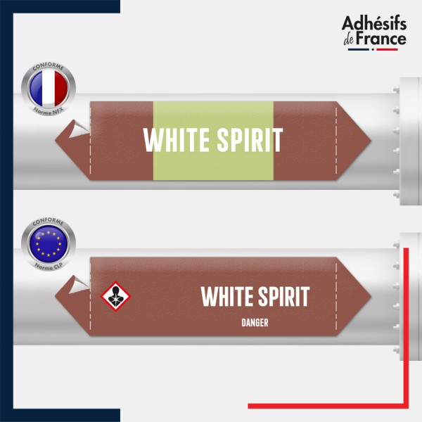 Marqueur adhésif Tuyauterie - Inflammable - White spirit norme NFX ou CLP