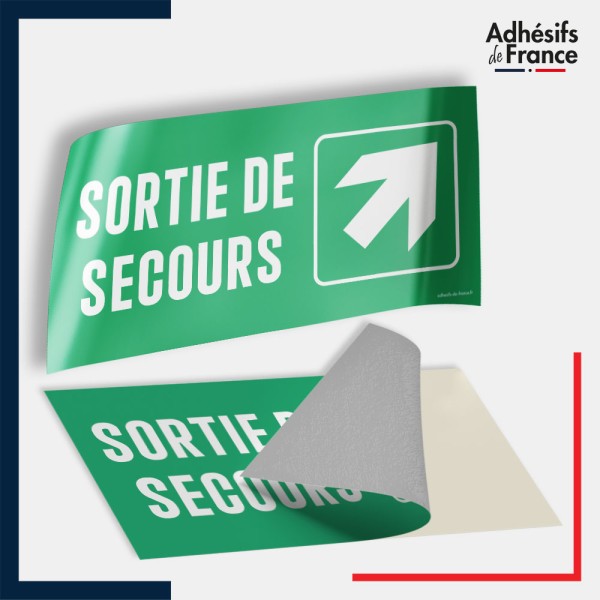 Adhésif signalisation d'évacuation - Sortie de secours - Flèche haut droite