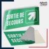 Adhésif signalisation d'évacuation - Sortie de secours - Flèche haut droite