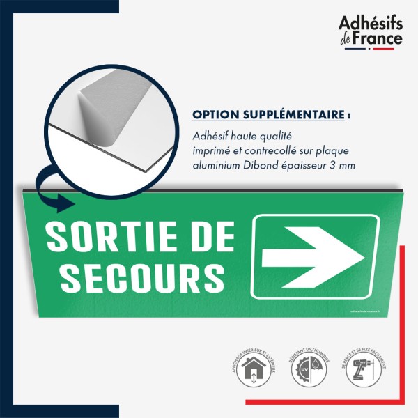 Plaque signalétique d'évacuation - Sortie de secours - Flèche droite