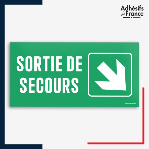 Signalétique évacuation - Sortie de secours - Flèche bas droite