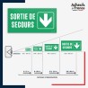 Visibilité et installation de signalétique évacuation - Sortie de secours - Flèche bas