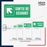 Visibilité et installation de signalétique évacuation - Sortie de secours - Flèche haut gauche