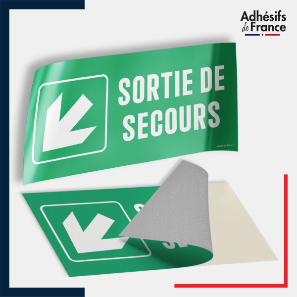 Adhésif signalisation d'évacuation - Sortie de secours - Flèche bas gauche