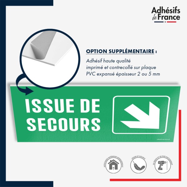 Panneau de signalisation des évacuations - Issue de secours - Flèche bas droite