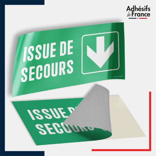 Adhésif signalisation d'évacuation - Issue de secours - Flèche bas