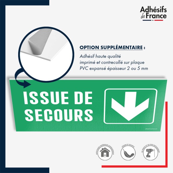 Panneau de signalisation des évacuations - Issue de secours - Flèche bas