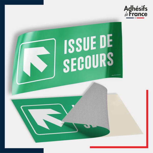 Adhésif signalisation d'évacuation - Issue de secours - Flèche haut gauche