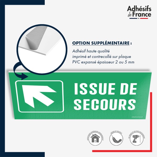 Panneau de signalisation des évacuations - Issue de secours - Flèche haut gauche