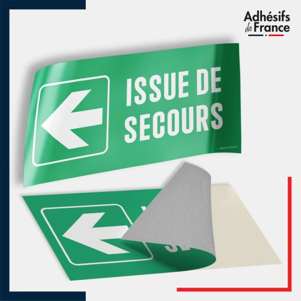 Adhésif signalisation d'évacuation - Issue de secours - Flèche gauche