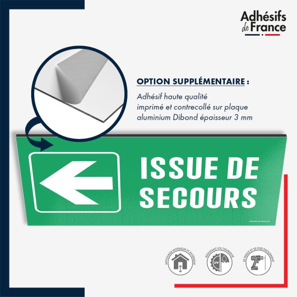 Plaque signalétique d'évacuation - Issue de secours - Flèche gauche