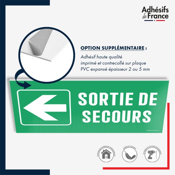 Panneau de signalisation des évacuations - Sortie de secours - Flèche gauche