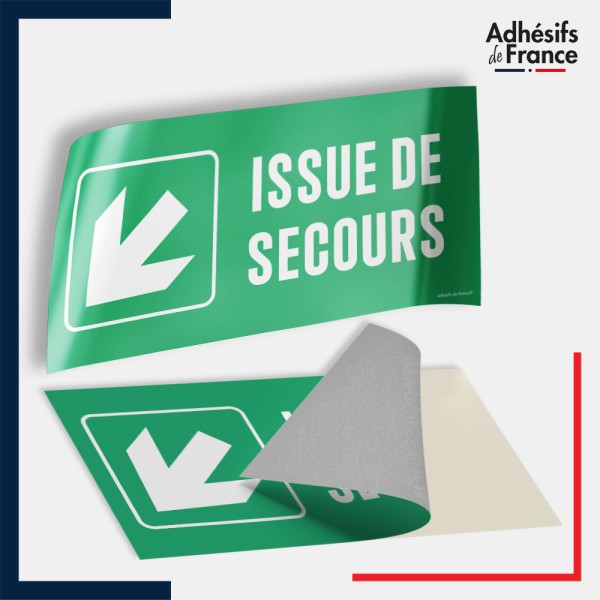 Adhésif signalisation d'évacuation - Issue de secours - Flèche bas gauche