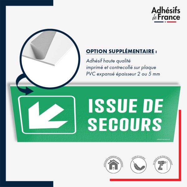 Panneau de signalisation des évacuations - Issue de secours - Flèche bas gauche