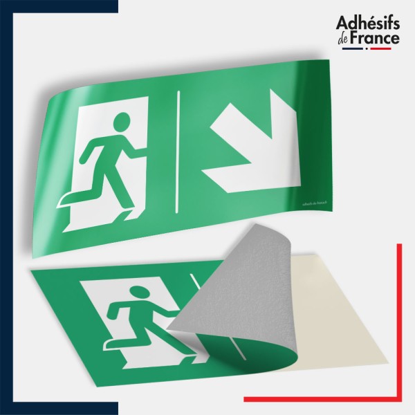 Adhésif signalisation d'évacuation - Flèche bas droite