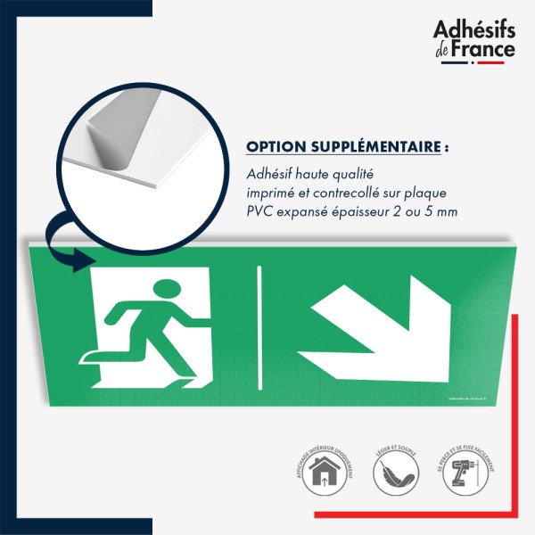 Panneau de signalisation des évacuations - Flèche bas droite