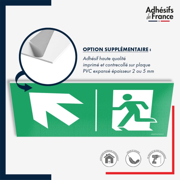 Panneau de signalisation des évacuations - Flèche haut gauche