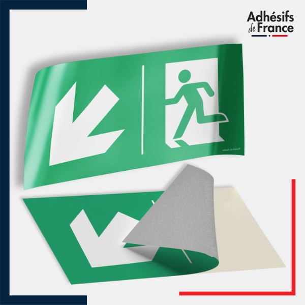 Adhésif signalisation d'évacuation - Flèche bas gauche