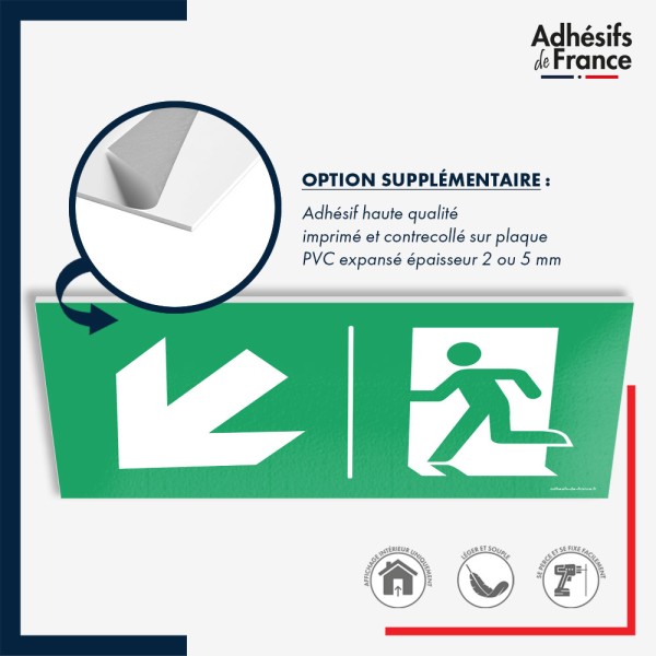 Panneau de signalisation des évacuations - Flèche bas gauche