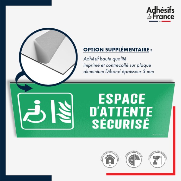 Plaque signalétique d'évacuation - Espace d'attente sécurisé gauche
