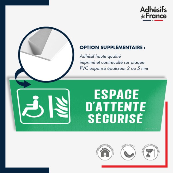 Panneau de signalisation des évacuations - Espace d'attente sécurisé gauche