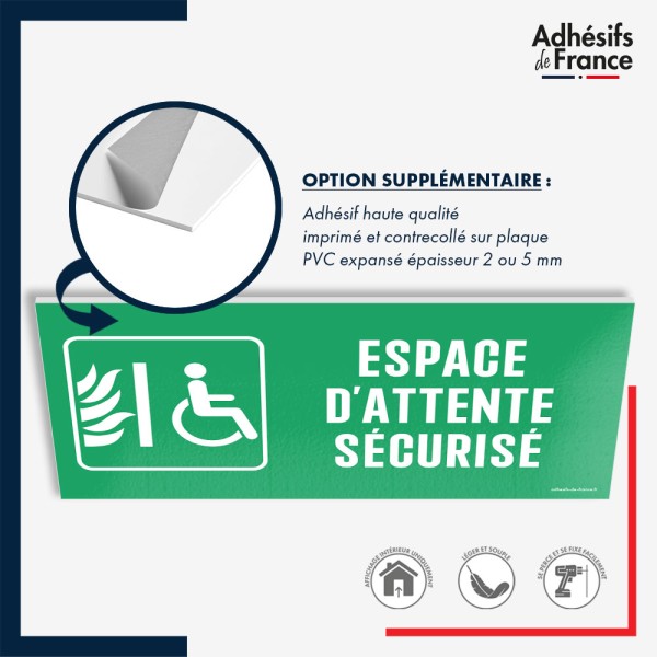 Panneau de signalisation des évacuations - Espace d'attente sécurisé droite