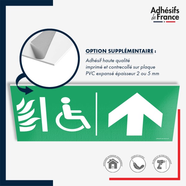 Panneau de signalisation des évacuations - Espace d'attente sécurisé flèche haut