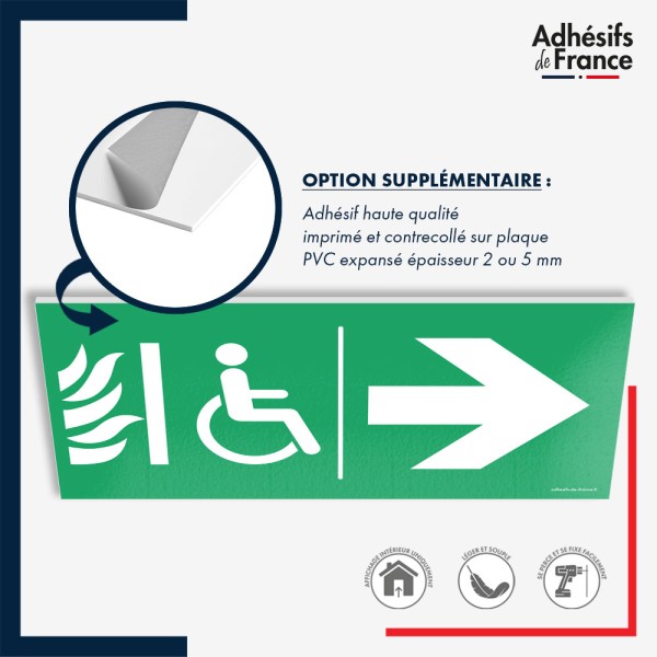 Panneau de signalisation des évacuations - Espace d'attente sécurisé flèche droite