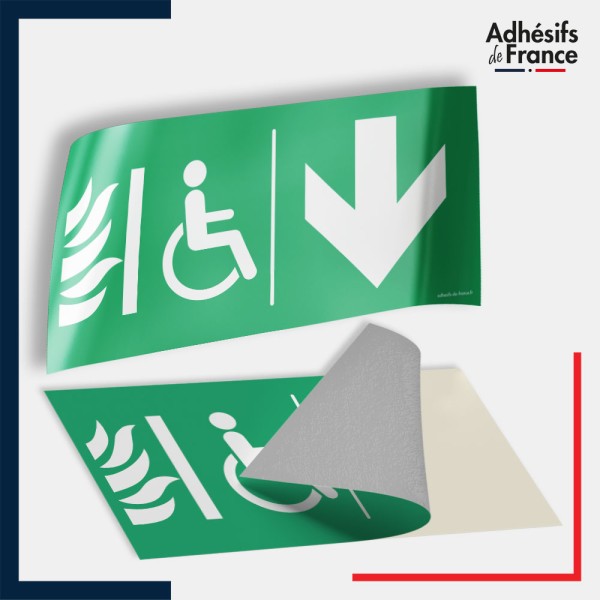 Adhésif signalisation d'évacuation - Espace d'attente sécurisé flèche bas