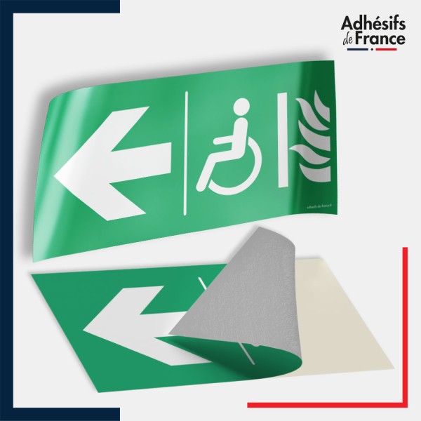 Adhésif signalisation d'évacuation - Espace d'attente sécurisé flèche gauche
