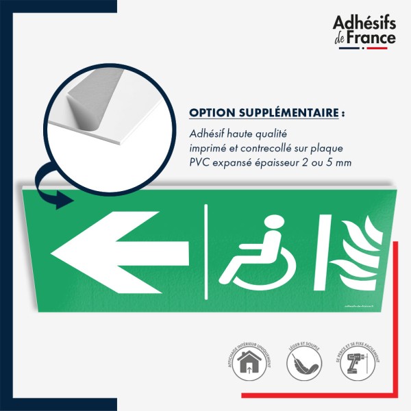 Panneau de signalisation des évacuations - Espace d'attente sécurisé flèche gauche