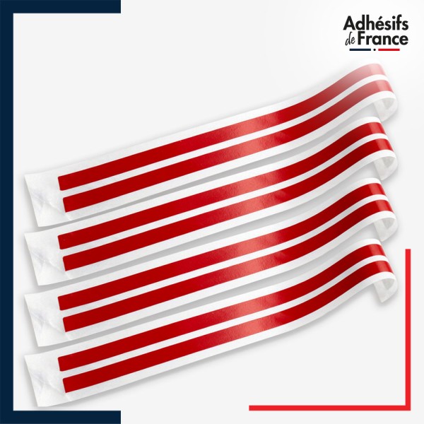 Lot de 4 bandes de signalisation et repérage pour vitres - Double ligne continue - rouge