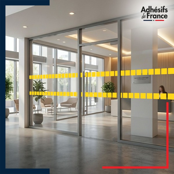 Adhésif de signalisation et de repérage pour surface vitrée - Motif carrés - jaune