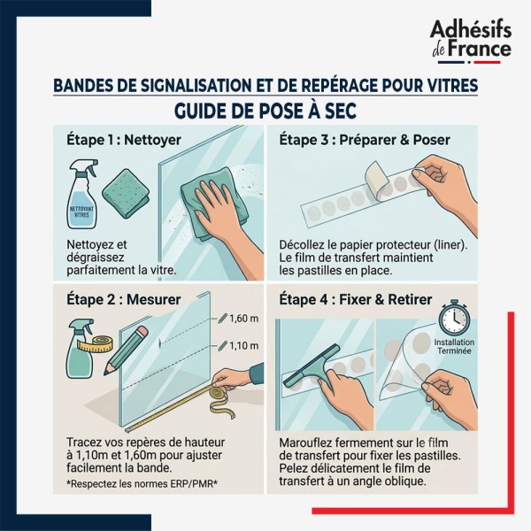 Notice de pose bande règlementaire de signalisation et repérage pour vitres