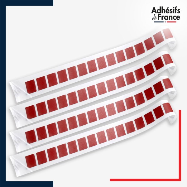 Lot de 4 bandes de signalisation et repérage pour vitres - Motif carrés - rouge