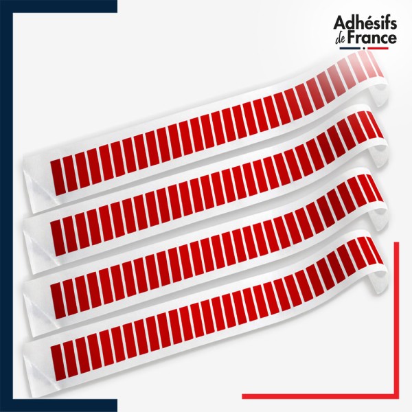 Lot de 4 bandes de signalisation et repérage pour vitres - Motif rectangles verticaux - rouge
