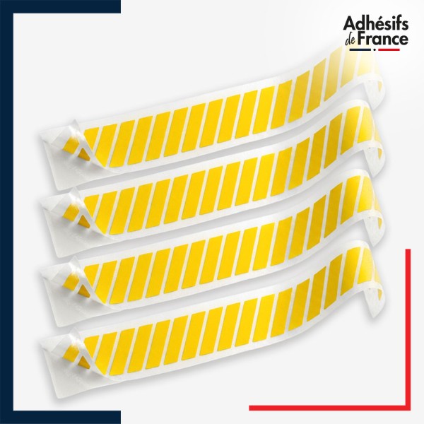 Lot de 4 bandes de signalisation et repérage pour vitres - Motif hachures - jaune
