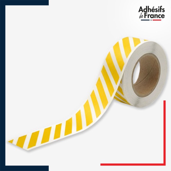 Rouleau - Bande de signalisation et repérage pour vitres - Motif hachures - jaune