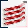 Lot de 4 bandes de signalisation et repérage pour vitres - Motif hachures - rouge
