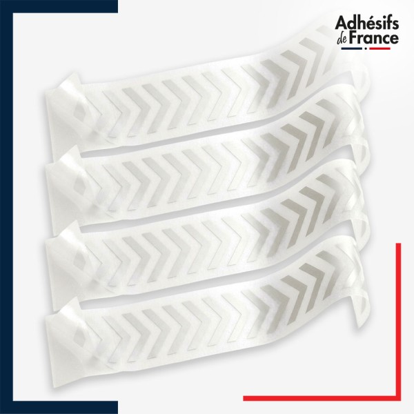 Lot de 4 bandes de signalisation et repérage pour vitres - Motif chevrons - dépoli