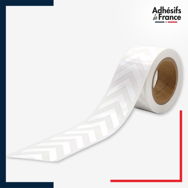 Rouleau - Bande de signalisation et repérage pour vitres - Motif chevrons - blanc