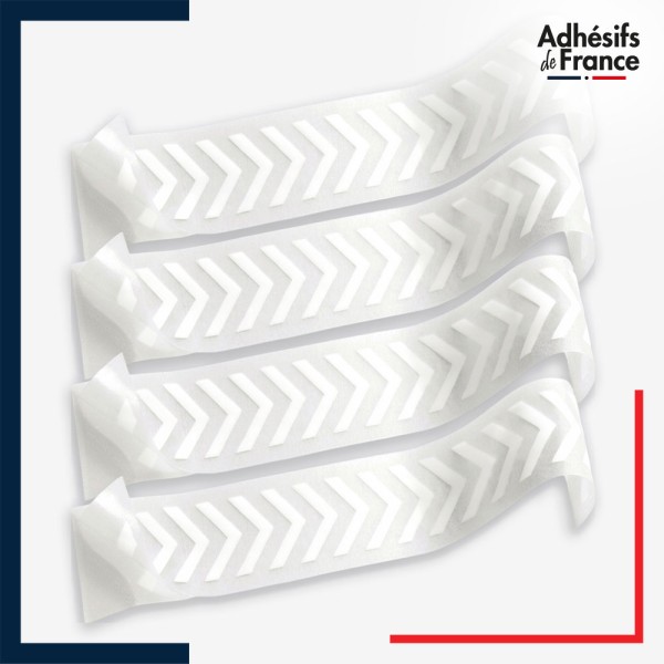 Lot de 4 bandes de signalisation et repérage pour vitres - Motif chevrons - blanc
