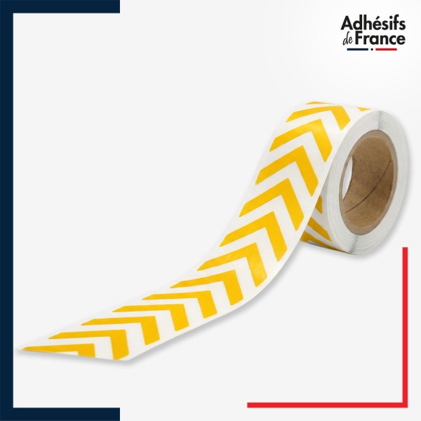 Rouleau - Bande de signalisation et repérage pour vitres - Motif chevrons - jaune