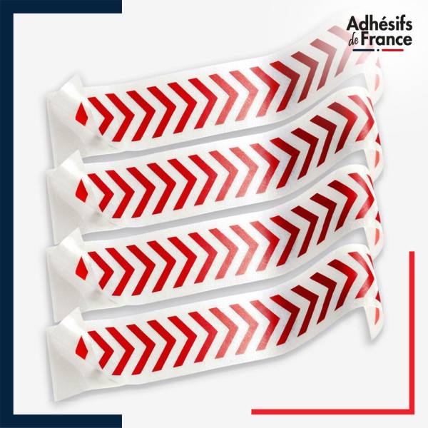Lot de 4 bandes de signalisation et repérage pour vitres - Motif chevrons - rouge