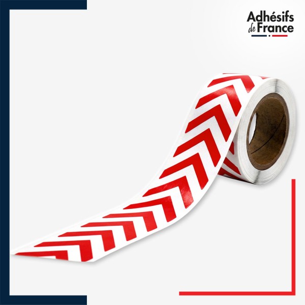 Rouleau - Bande de signalisation et repérage pour vitres - Motif chevrons - rouge